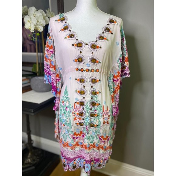 Meghan LA Other - Meghan LA Embellished Boho Caftan Tunic Dress 6